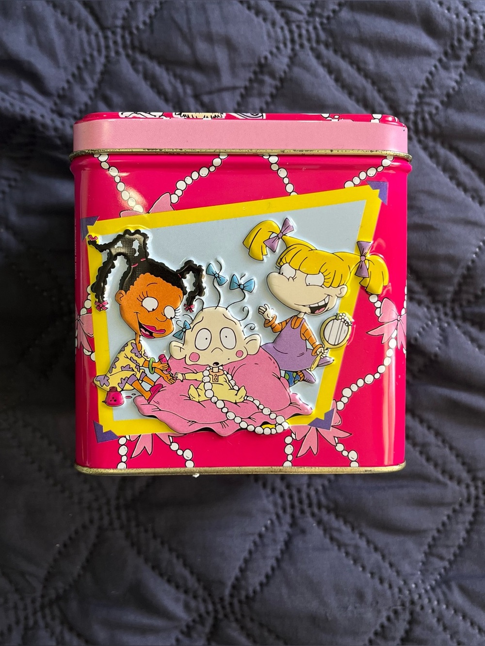 Vintage (1999) Rugrats Taffy Container Tin Chuckie Tommy Dil Angelica’s Mom